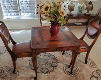Mahogany game table and chairs 