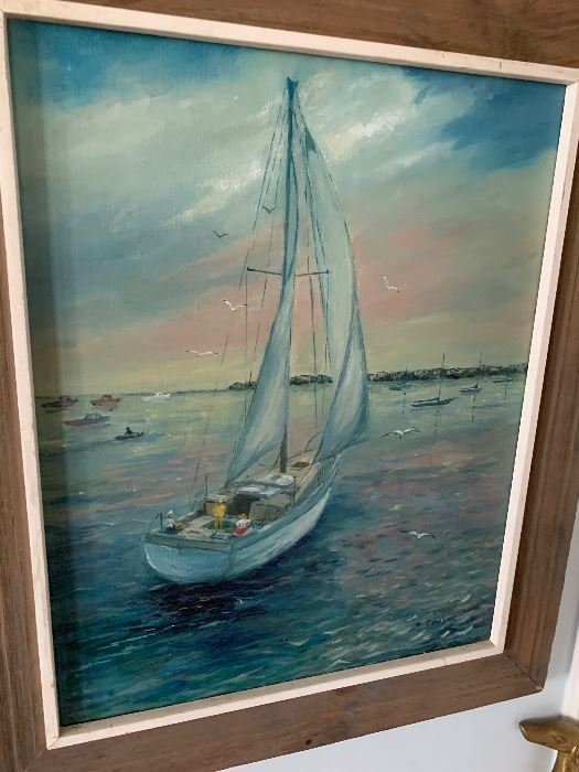 Sailboat oil on canvas unlisted
