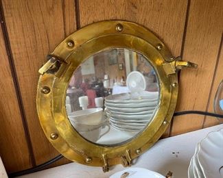 Brass porthole mirror 