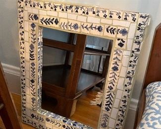 Blue & white mosaic mirror