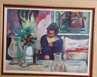 "Woman with Wine Glass" Tolliver signed giclee $1800.00 
