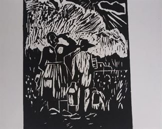 Estate signed wood cut Tolliver $150.00