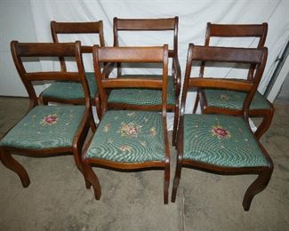 6 MATCHING MAH. NEEDLEPOINT CHAIRS
