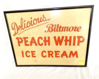 17X12 BILTMORE PEACH WHIP ICE CREAM ADV
