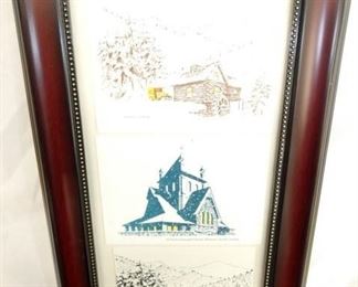 11X19 FRAMED BILTMORE POST CARDS 