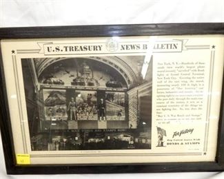 20X13 US TRESURY NEW BULLETIN FRAMED 