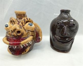 3-5IN. BROWNS POTTERY FACE JUGS 