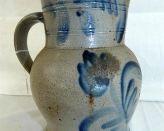 1G. PA BLUE DECO SALTGLAZE PITCHER