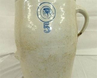 5G. STONEWARE CROCK W/INDIAN