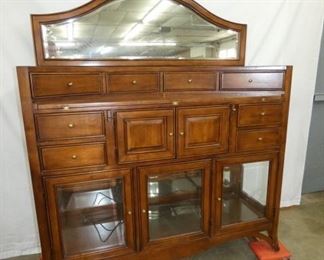 56X66 CHERRY SIDEBOARD W/BEV. MIRRORS