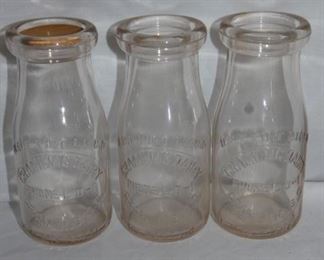 (3) 1/2PT. EMB. CRAMLING DAIRY BOTTLES 