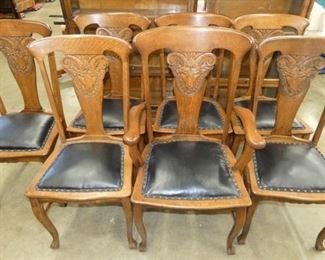 7 MATCHING OAK RAM CHAIRS