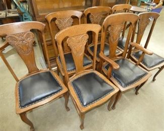 VIEW 4 1/4 SAWN OAK RAM HEAD CHAIRS