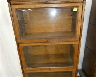 SMALL 3 STACK OAK LAWYERS BOOKCASE