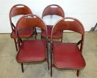 4 MATCHING MAH. FOLDING CHAIRS