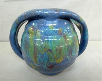 6IN. RAINBOW POTTERY DOUBLE SPIDER VASE 