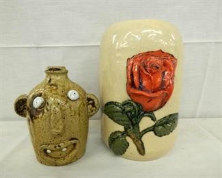 5IN SID LUCK FACE JUG/A. TEAGUE VASE 