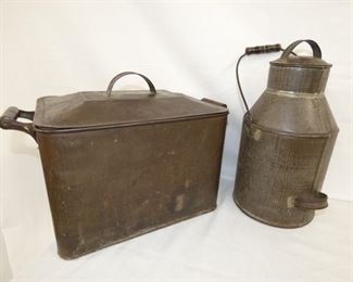 EARLY TIN BOILER, MILK CAN