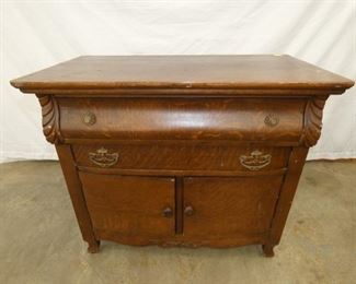OAK WASHSTAND W/ DOUBLE DRAWERS 