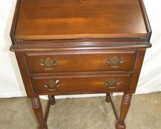 MAH. DROPFRONT DESK W/ DOUBLE DRAWERS 