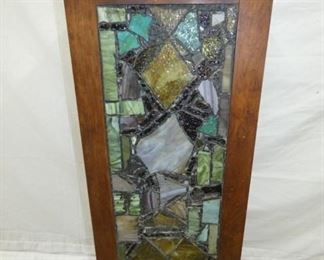 WALNUT STAINED GLASS LIGHTED CABINET