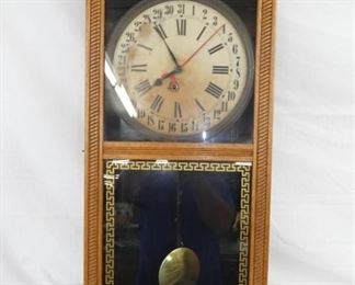 38IN OAK WALL CALENDAR CLOCK