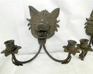 VIEW 2 PAIR BRASS WALL SCONTCHES