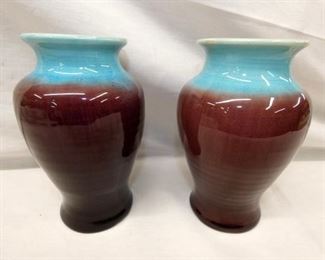 7IN BLUE CRACKLE PISGAH FOREST VASES
