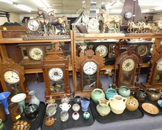 MANTEL CLOCK, POTTERY, CARRIAGE CLOCKS