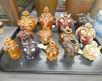 VARIOUS FOLK ART POTTERY FACE JUGS