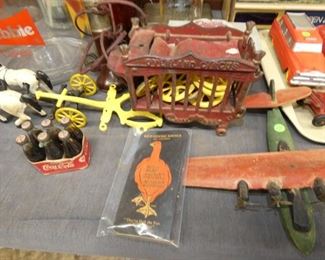 ADVERTISNG ITEMS, CAST IRON TOYS 