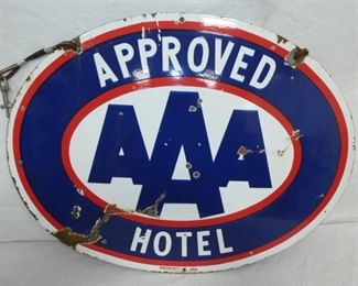 22X17 PORC. DOUBLE SIDED AAA HOTEL SIGN 
