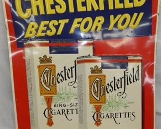 24X29 EMB. CHESTERFIELD CIGARETTES SIGN