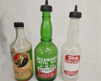 EARLY HAIR LOTION BOTTLES, WILDROOT