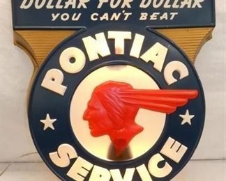 EARLY 12IN LIGHTED PONTIAC DEALER SIGN