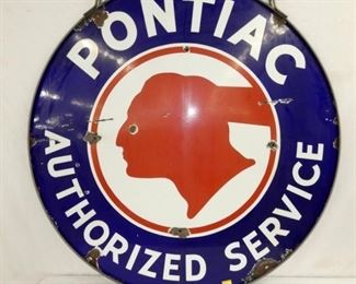 42IN PORC. PONTIAC SERVICE SIGN W/ BAND