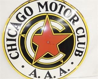 36IN DS PORC. CHICAGO MOTOR CLUB SIGN