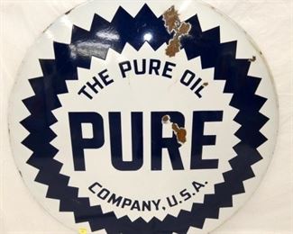 42IN PORC. DS PURE OIL SIGN