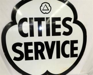 48IN PORC. DS CITIES SERVICE CLOVER SIGN
