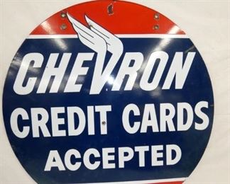 34IN PORC. CHEVRON CREDIT CARDS DS SIGN