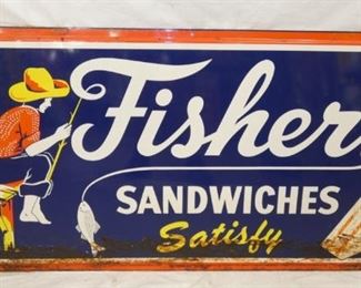 48X24 1965 FISHERS SANDWICHES SIGN