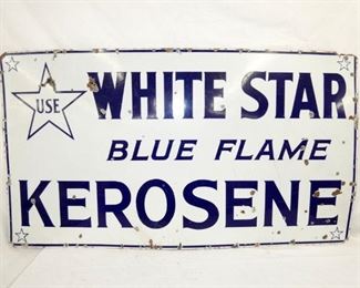 55X30 PORC. WHITE STAR KEROSENE SIGN