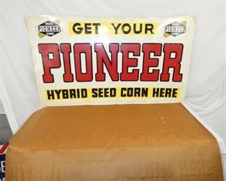 52X29 OLD STOCK EMB. PIONEER SEED SIGN