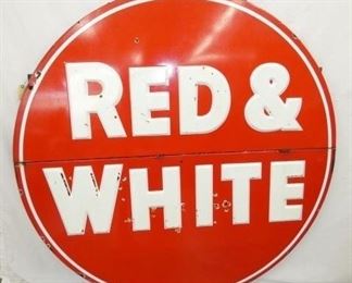 60IN. PORC. EMB. RED & WHITE SIGN 