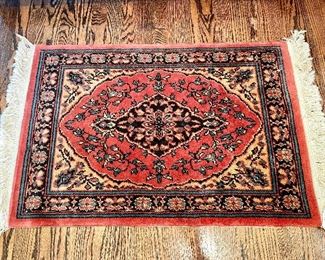 $48 hand knotted, wool rug with fringe, 2’x3’. There are TWO of these!