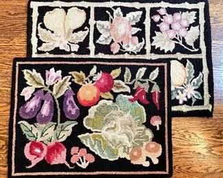 $18/ each wool fruits and botanical knotted throw rugs approx 2’x3’. great condition, vibrant colors.