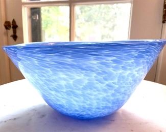$24.00 soft blue art glass, decorative bowl, approx 12”diameterx6”high