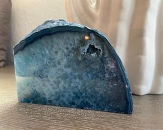 $24.00 blue geode with water appearance, can be vertical or horizontal,6”x3”x5”