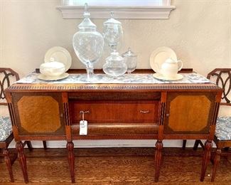 $300, vintage, inlaid wooden buffet from Rockford Superior Furniture Co., beautiful piece with side doors and large, center drawer, 66”x21”x38”