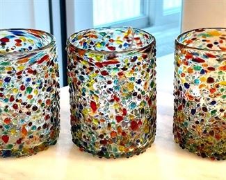 $16.00, set of three art glass confetti cocktail glasses